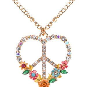 Peace Sign Heart Necklace Silver Rose Gold Chain Women Jewelry Gift